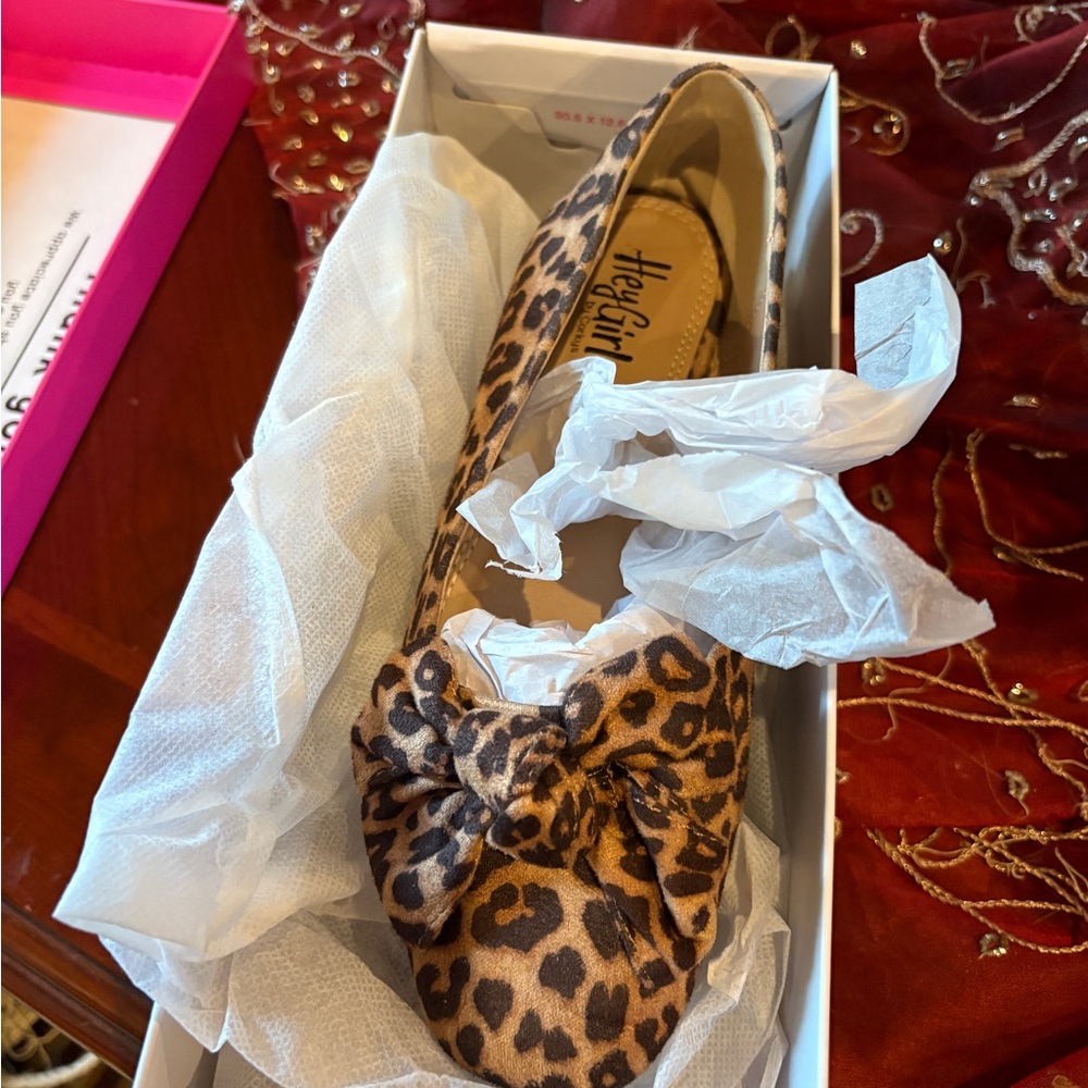 Leopard Print Loafers with Bow